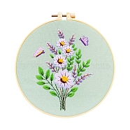 Spring Flower DIY Embroidery Kits, Including Printed Fabric, Embroidery Thread & Needles, Embroidery Hoops, Pink, 200mm(WG22822-03)