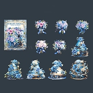 10 Style Waterproof PET Stickers Set, Decorative Stickers, Romantic Witness Series Bouquet Cake Theme, Deep Sky Blue, 61~80x55~80x0.1mm(DIY-Z033-01A)