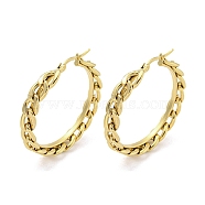 304 Stainless Steel Earrings for Women, Round, Golden, 39x6mm(EJEW-E305-15G-03)