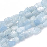 Natural Aquamarine Beads Strands, Tumbled Stone, Nuggets, 3~14x2~9x2.5~8mm, Hole: 1mm, about 50~55pcs/strand, 15.94 inch(G-S340-15)