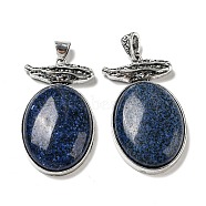 Natural Lapis Lazuli Big Pendants, Antique Silver Plated Alloy Oval Charms, 56x32x11mm, Hole: 7x6.5mm(G-Z050-09B)