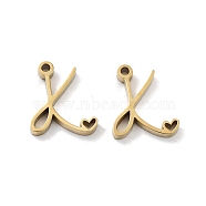 304 Stainless Steel Charms, Laser Cut, Real 14K Gold Plated, Letter K, 10.5x9x1.5mm, Hole: 1mm(X-STAS-M327-02G-K)