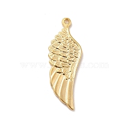 Ion Plating(IP) 304 Stainless Steel Pendants, Wing Charms, Real 18K Gold Plated, 36.5x13x2mm, Hole: 1.6mm(STAS-E176-08G)