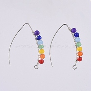 Chakra Jewelry, Dangle Earrings, with Natural Malaysia Jade Beads, 304 Stainless Steel Earring Hooks and Copper Wire, Stainless Steel Color, 41x32x4.4mm(X-EJEW-JE03886-02)