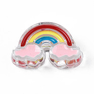 Transparent Acrylic Enamel Beads, Rainbow, Pink, 16x26x9mm, Hole: 3.5mm(X-OACR-N130-026-03)