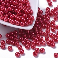 Imitation Pearl Acrylic Beads, Dyed, Round, Red, 6x5.5mm, Hole: 1.5~2mm, about 4500pcs/pound(PL609-13)