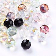Electroplated Czech Glass Beads, Rainbow Plated, Faceted, Round, Mixed Color, 11.5mm, Hole: 1.4mm, about 60pcs/bag(GLAA-I045-13B)