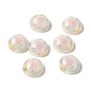 Transparent Resin Cabochons, Half Round with Ice Cream Pattern, White, 24.5x9.5mm(RESI-G034-B09)