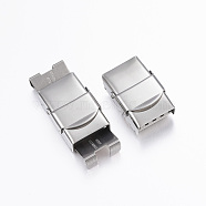 Rectangle 201 Stainless Steel Watch Band Clasps, Stainless Steel Color, 25x17x8mm, Hole: 3x14mm(STAS-F067-08)