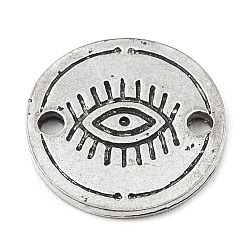 Tibetan Style Alloy Connector Charms, Flat Round, Eye, 16x1.5mm, Hole: 1.8mm(PALLOY-D017-03B-AS)