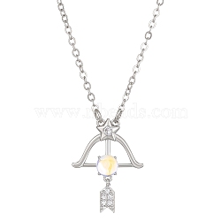 Constellation Rhinestone Pendant Necklace, Platinum Brass Star Necklace, Sagittarius, 16.14~19.69 inch(41~50cm)(PW-WG94542-09)