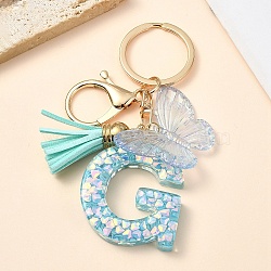 Resin & Acrylic & Faux Suede Tassel Keychain,  with Alloy Clasp and Iron Rings, 96mm(X1-KEYC-YW00117-07)