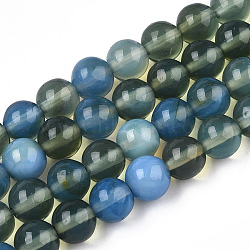 Glass Round Beads Strands, Imitation Stones, Round, Olive Drab, 8~8.5x8mm, Hole: 1mm, about 46~52pcs/strand, 14.17''~15.35''(36~39cm)(GLAA-M044-01N)