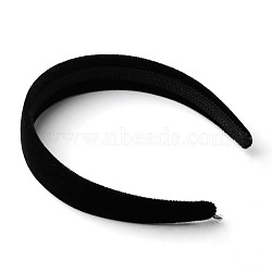 Plastic Hair Bands, with Velvet Cloth Covered, Black, 110mm(X-OHAR-R275-05)
