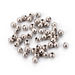 Iron Round Spacer Beads, Platinum Color, 5mm, hole: 1.8mm(X-E146Y)
