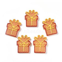 Christmas Theme Resin Decoden Cabochons, for Jewelry Making, Gift Shaped Biscuit, Imitation Food, Orange, 27x20x4mm(RESI-CJC0001-37J)