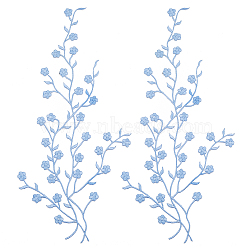 Cotton Embroidery Ornament Accessories, Appliques, Flower, Light Sky Blue, 450~470x1mm(AJEW-WH20020-044C)