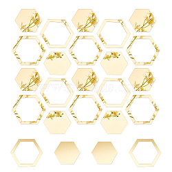 Acrylic Mirror Wall Stickers Decal, Removable Self-adhesive Tiles Mirror Stickers, Hexagon, Gold, 100x86x1mm, 12Pcs/set(AJEW-WH0314-33A)