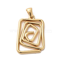 Golden Plated 304 Stainless Steel Pendants, Wire Wrapped Charms, Rectangle, 29x19x2mm, Hole: 6x3mm(STAS-L272-004G-01)