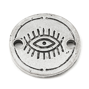 Tibetan Style Alloy Connector Charms, Flat Round, Eye, 16x1.5mm, Hole: 1.8mm
