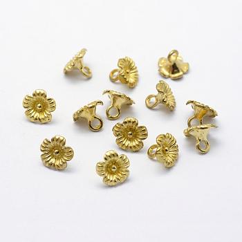 Brass Pendants, Lead Free & Cadmium Free & Nickel Free, Flower, Raw(Unplated), 6.5x7mm, Hole: 2mm
