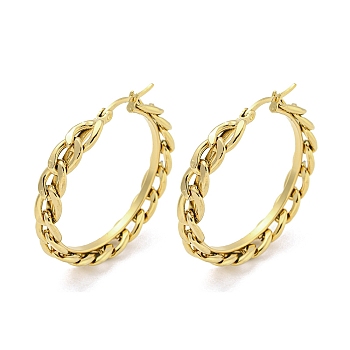 304 Stainless Steel Earrings for Women, Round, Golden, 39x6mm