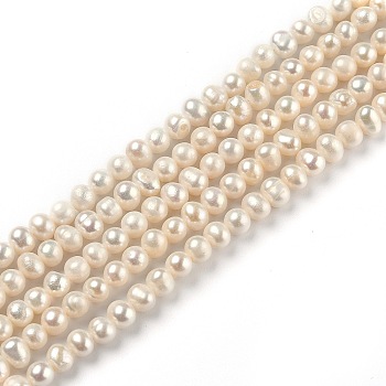 Natural Cultured Freshwater Pearl Beads Strands, Potato, Bisque, 4.5x4~5.5mm, Hole: 0.5mm, about 80pcs/strand, 13.78 inch(35cm)