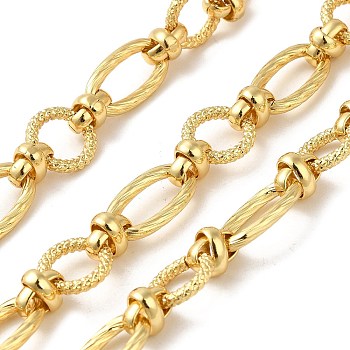 Rack Plating Brass Ring & Oval Link Chains, Unwelded, with Spool, Cadmium Free & Lead Free, Long-Lasting Plated, Real 18K Gold Plated, 9.5x6.5x2.5mm, 19x10.5x2.5mm, 13mm