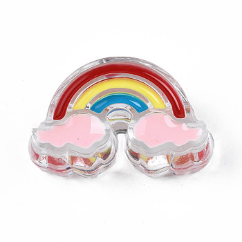 Transparent Acrylic Enamel Beads, Rainbow, Pink, 16x26x9mm, Hole: 3.5mm