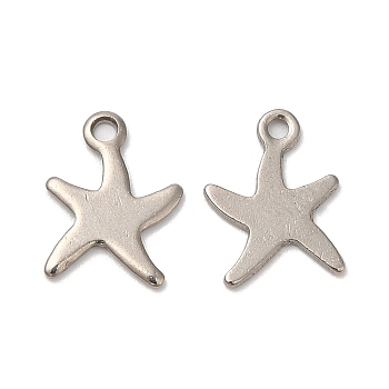 304 Stainless Steel Pendants, Laser Cut, Starfish, Stainless Steel Color, 11.5x9mm