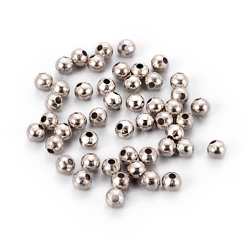 Iron Round Spacer Beads, Platinum Color, 5mm, hole: 1.8mm