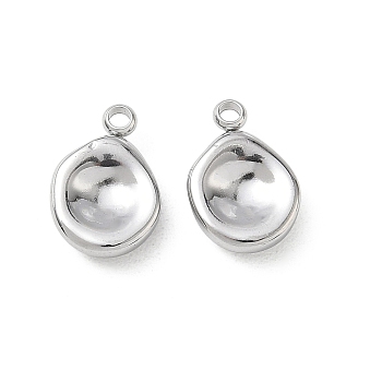 304 Stainless Steel Charms, Teardrop Charms, Stainless Steel Color, 14x9.5x3.5mm, Hole: 1.6mm