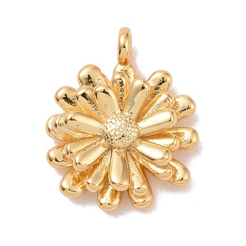 Rack Plating Brass Charms, Cadmium Free & Lead Free, Long-Lasting Plated, Flower, Real 18K Gold Plated, 14x11x3mm, Hole: 1.5mm
