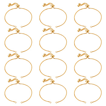 12Pcs Brass Box Chain Bracelet, for Slider Bracelet Making, Golden, 3-1/2 inch(9cm), 0.1cm, Hole: 2mm