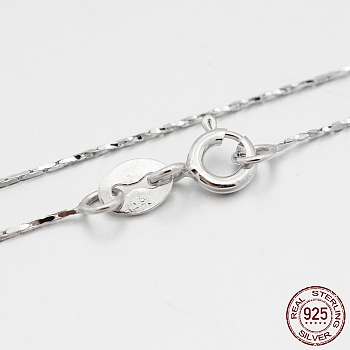 Rhodium Plated 925 Sterling Silver Coreana Chain Necklaces, with Spring Ring Clasps, Thin Chain, Platinum, 16 inch, 0.5mm