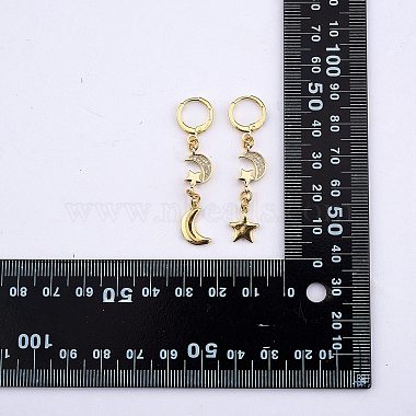 Clear Cubic Zirconia Moon and Star Dangle Leverback Earrings(EJEW-SW00011-09)-8