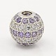 Lilac & Clear CZ Jewelry Findings Brass Micro Pave Cubic Zirconia Round Beads(ZIRC-M015-20P-NR)-1