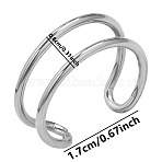 Stainless Steel Cuff Rings for Women, Double Layered Design Rings, Stainless Steel Color, 8mm, Inner Diameter: 17mm(AY9987-1)