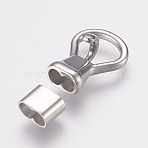 Tarnish Resistant 304 Stainless Steel Hook Clasps, with Slider Beads/Slide Charms, For Leather Cord Bracelets Making, Stainless Steel Color, Beads: 28x20.5x15mm, Hole: 5.5x10mm, Cord clasp: 9x13x8mm, hole: 5x10mm(X-STAS-F122-27P)