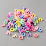Opaque Acrylic Beads, Letter, Mixed Color, 12~12.5x4.5~12x4.5mm, Hole: 8~8.5x1.5~2mm, 300Pcs/set(SACR-WH0014-05B)