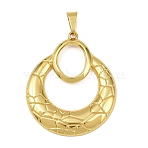 304 Stainless Steel Pendants, Hollow, Golden, Flat Round, 31.5x26x2.5mm, Hole: 6x3mm(STAS-K315-04E-G)