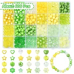 DIY Mixed Shapes Acrylic Beads Bracelets Making Kits, Yellow Green, 7~10.5x8~11x4~7mm, Hole: 1.8~2mm(DIY-YW0010-42)