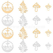 16Pcs 8 Style 201 & 304 Stainless Steel Pendants, Mushroom, Golden & Stainless Steel Color, 17~34x14.5~3
0x1mm, Hole: 1.4~1.6mm, 2pcs/style(STAS-SC0004-21)
