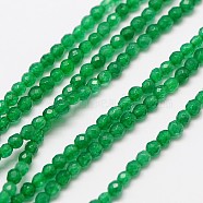 Natural Green Onyx Agate Beads Strands, Faceted Round, Dyed, Medium Sea Green, 3mm, Hole: 0.8mm, about 131pcs/strand, 15.5 inch(X-G-A129-3mm-A04)