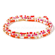 Sweet and Stylish Colorful Glass Seed Beaded Stretch Bracelets Set for Women Girl, Mixed Color(DX3454)