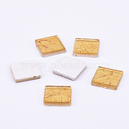 Glass Cabochons, Gold Foil Mosaic Tile, for Home Decoration or DIY Crafts, Square, Goldenrod, 20x20x4mm(X-DIY-WH0167-72B)