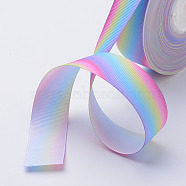 Polyester Grosgrain Ribbons, Printed, Colorful, 1 inch(25mm), about 100yards/roll(91.4m/roll)(ORIB-N0001-25mm-02)