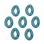 Opaque Spray Painted Acrylic Linking Rings, Quick Link Connectors, for Curb Chains Making, Unwelded, Twist, Teal, 39.5x29.5x7.5mm, Inner Diameter: 22x11mm(X-OACR-T024-01-I08)