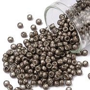 TOHO Round Seed Beads, Japanese Seed Beads, Frosted, (556F) Matte Galvanized Mauve, 8/0, 3mm, Hole: 1mm, about 10000pcs/pound(SEED-TR08-0556F)