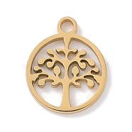 304 Stainless Steel Charms, Laser Cut, Golden, Tree of Life, 10x8x1mm, Hole: 1mm(STAS-K286-01D-G)